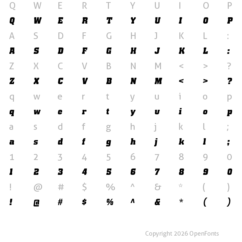 Character Map of Special Forces Italic