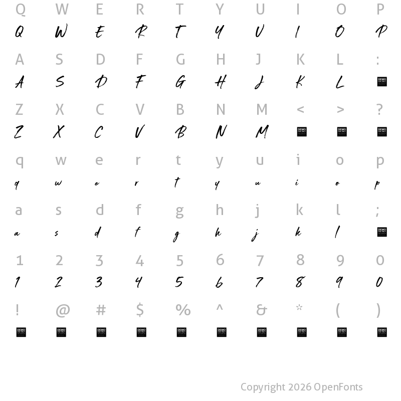Character Map of Special Request - Demo Regular