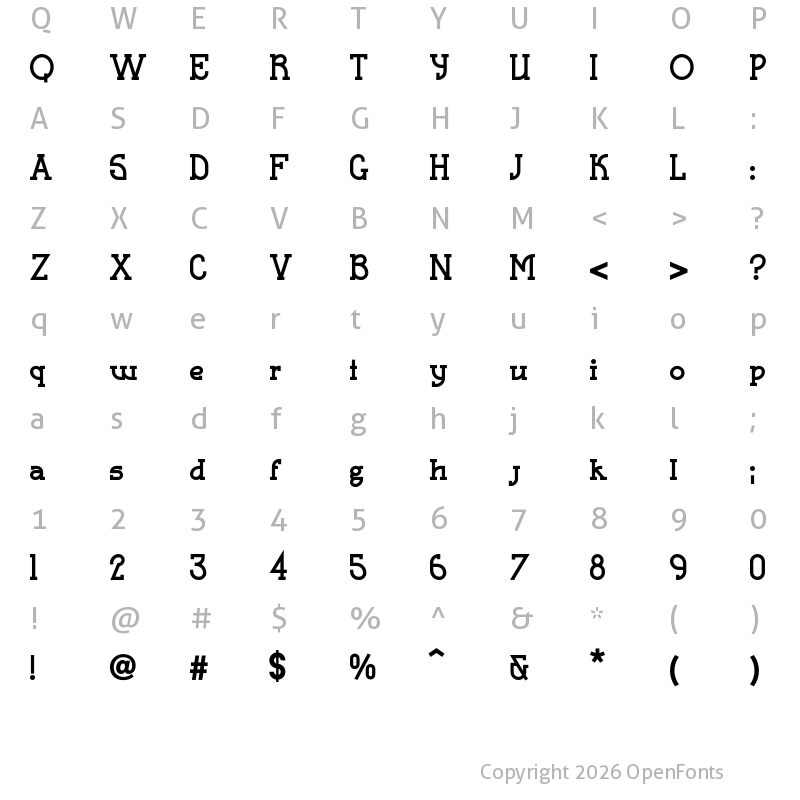 Character Map of Spectacle Bold