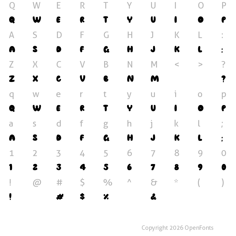 Character Map of Speed Bubble Regular
