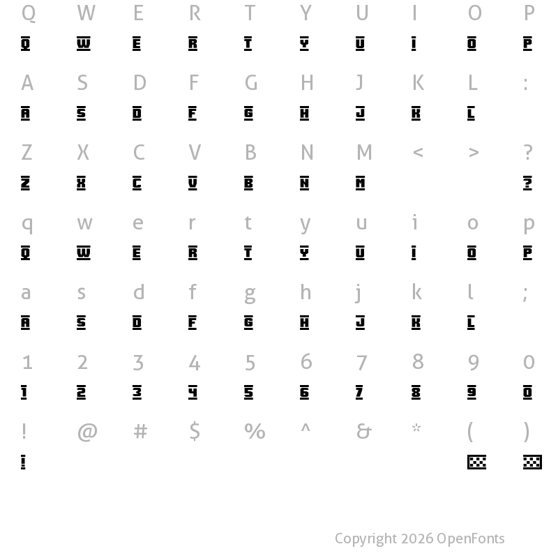 Character Map of Speed Racing Regular