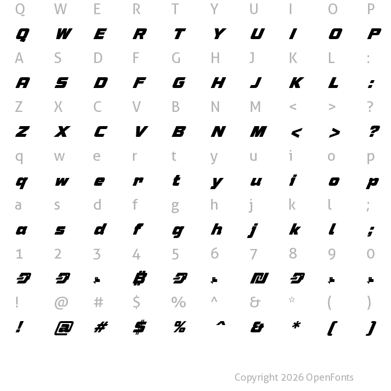 Character Map of Speeday Regular