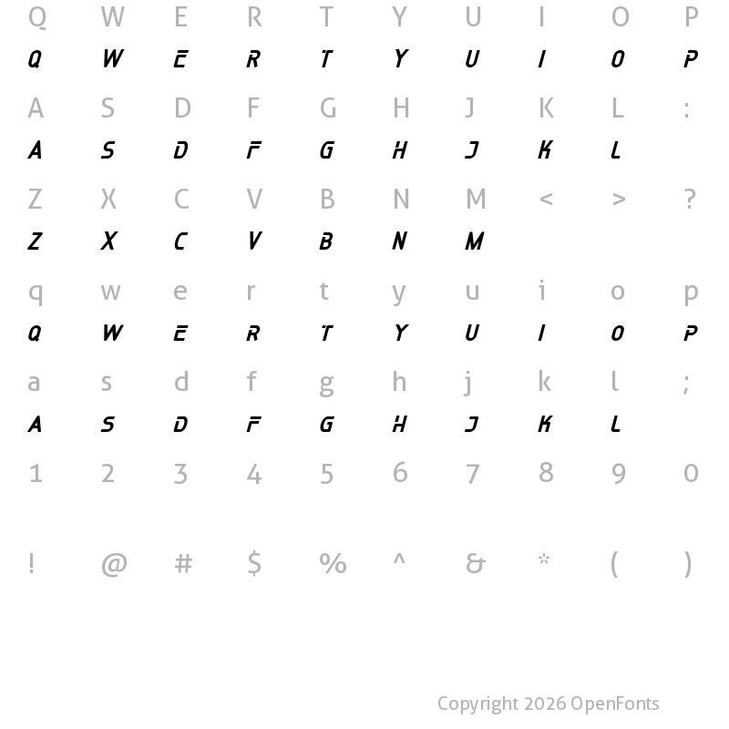 Character Map of SPEEDTRAP FREE Regular