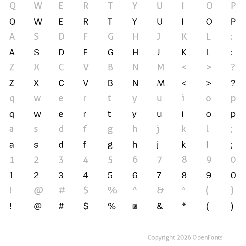 Character Map of SpiegelSans Trial Regular