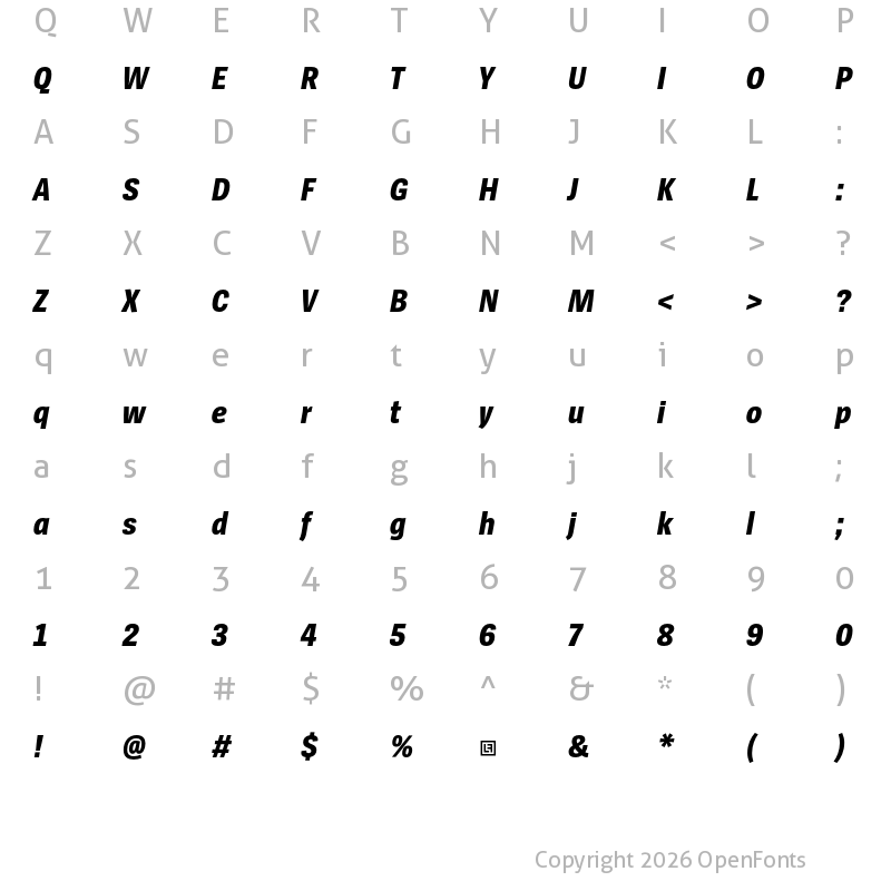 Character Map of SpiegelSansCd Trial ExtraBold Italic