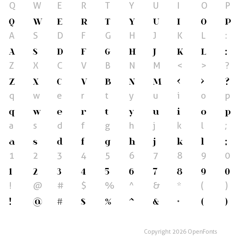 Character Map of spinwerad Bold