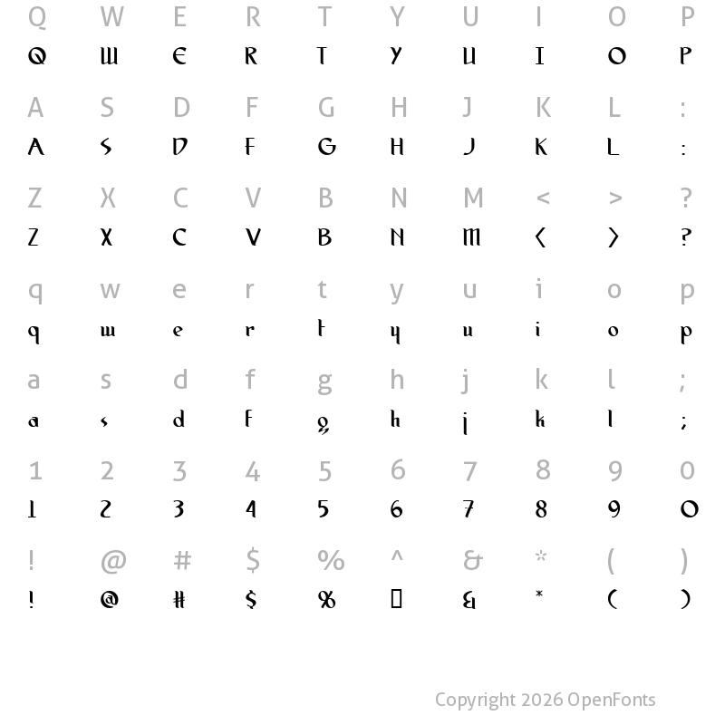 Character Map of Spirit Medium Regular