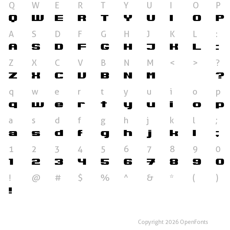 Character Map of Spirit Regular