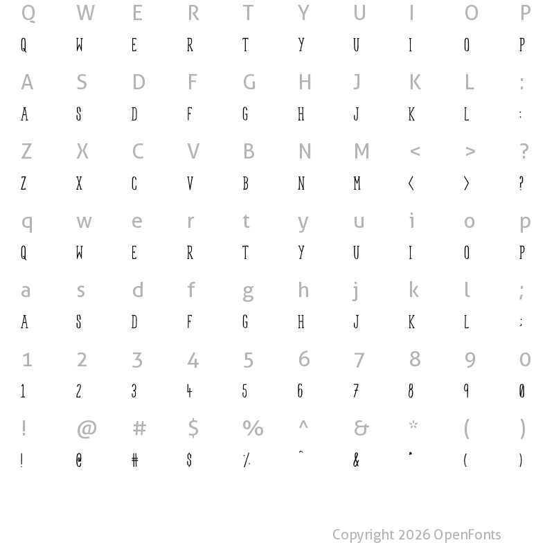 Character Map of Spirited Serif Regular