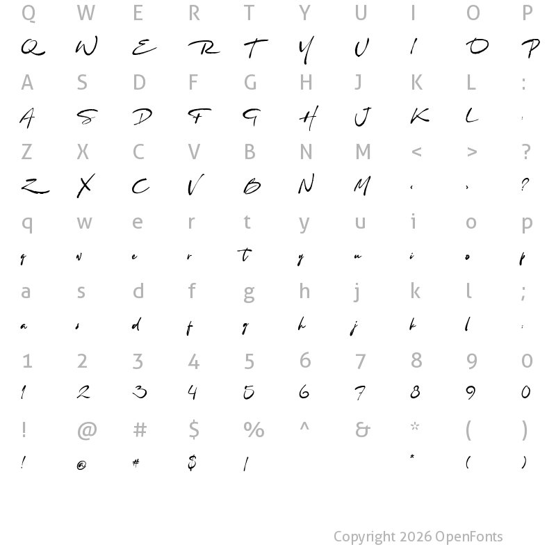 Character Map of Spiritual Lightning Regular