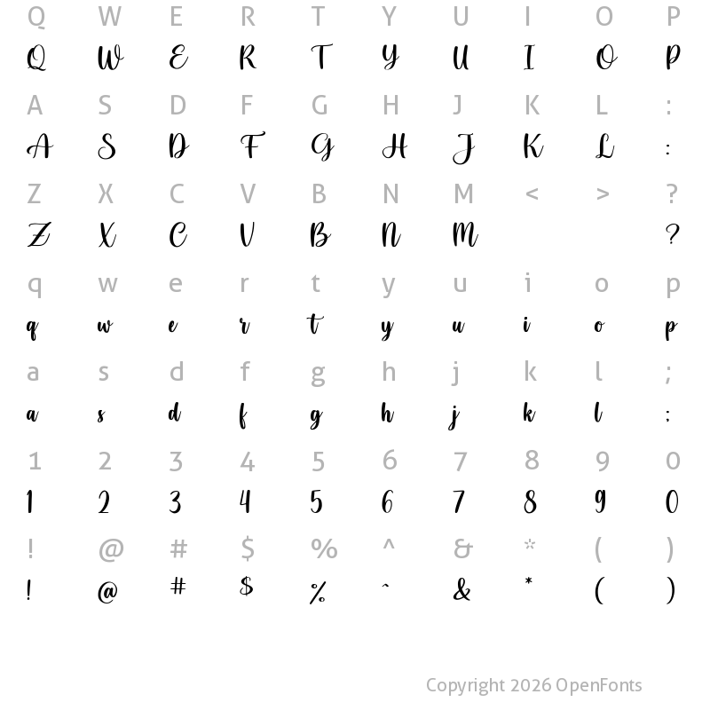 Character Map of Spiritual Mountain Regular