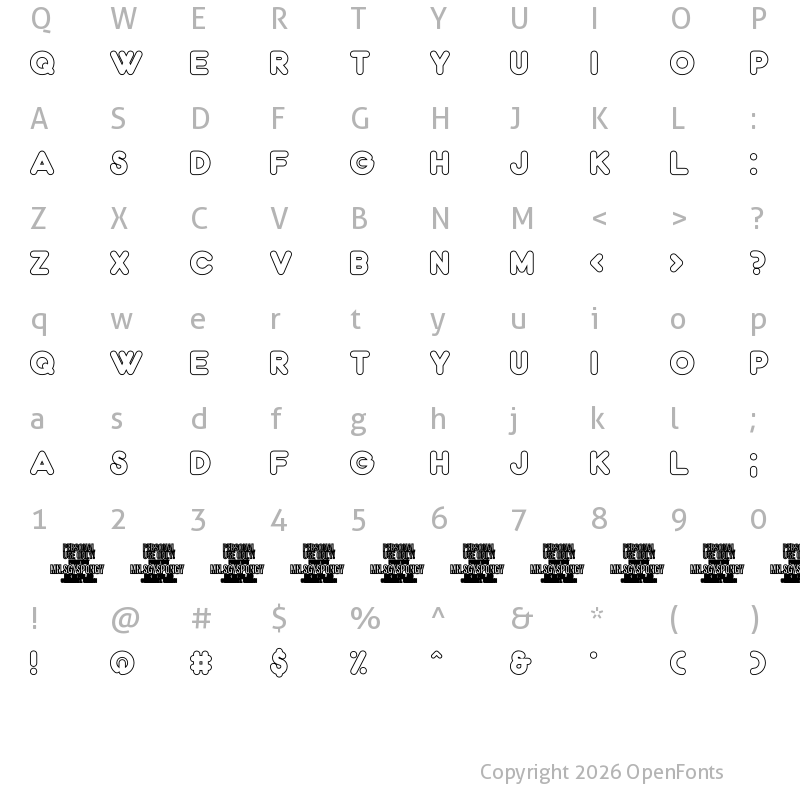 Character Map of Spongy PERSONAL USE ONLY Outline