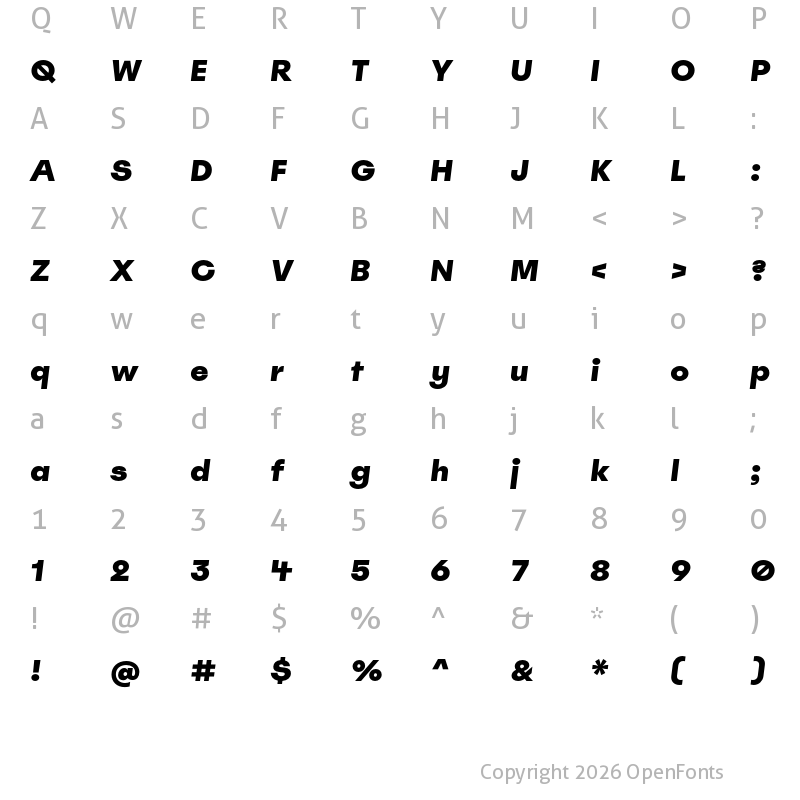 Character Map of Spoof Trial Black Slanted