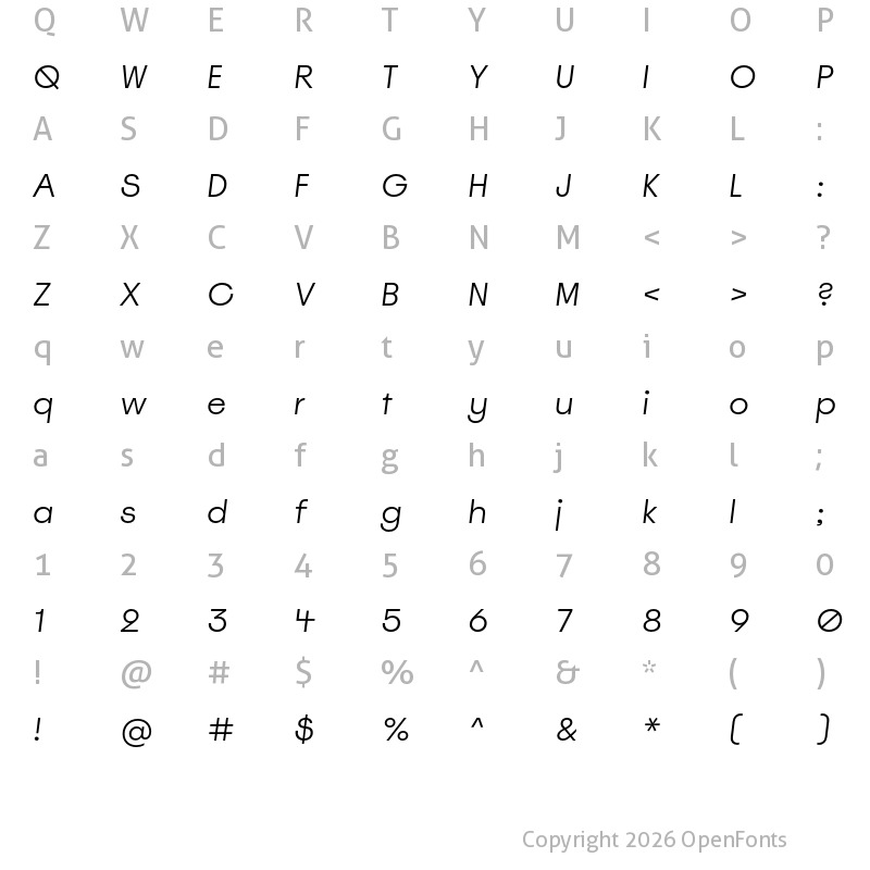 Character Map of Spoof Trial Light Slanted