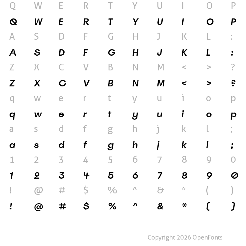 Character Map of Spoof Trial Medium Slanted