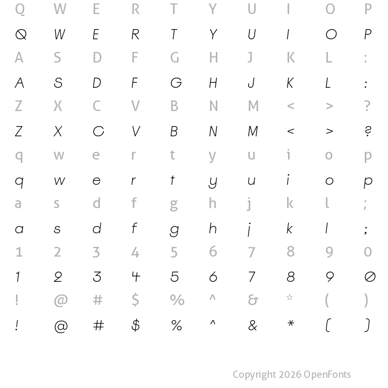 Character Map of Spoof Trial Thin Slanted