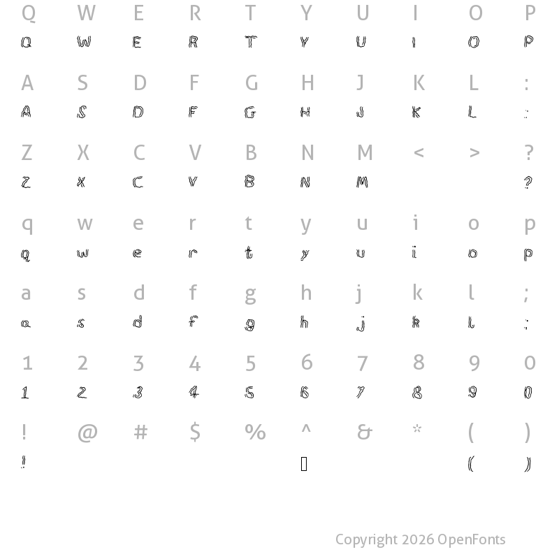 Character Map of Spook Medium