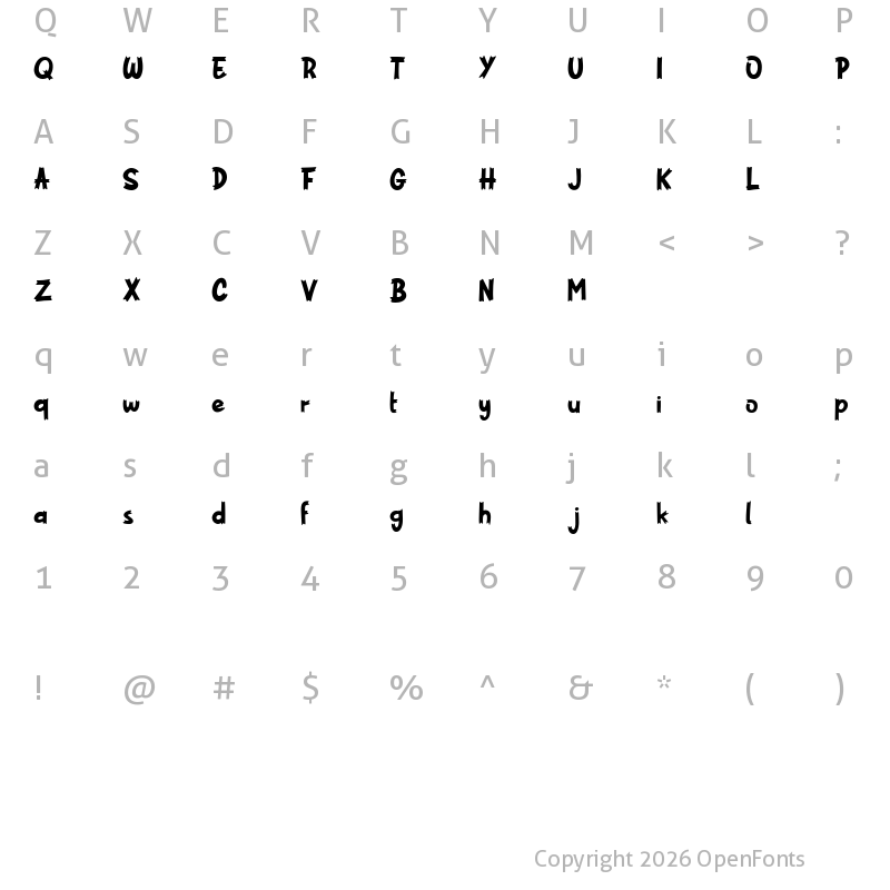 Character Map of SPOOKY BLUEST Regular