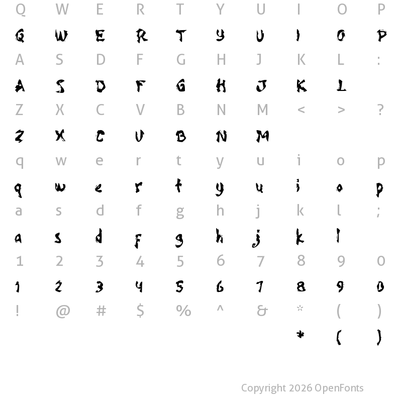 Character Map of Spooky Nightmare Regular