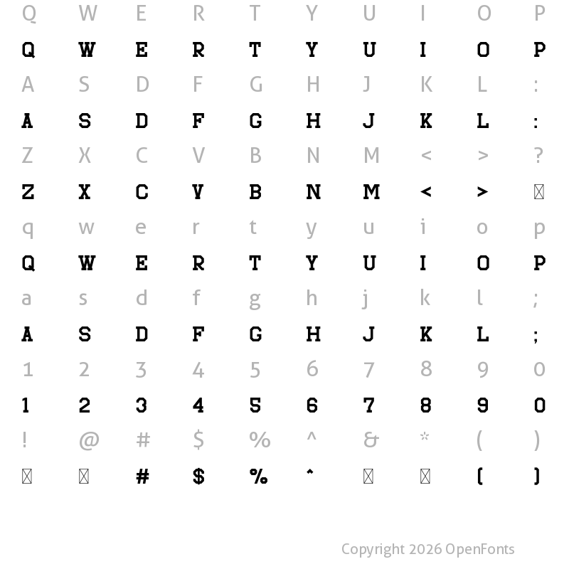 Character Map of Sportfield Varsity Regular