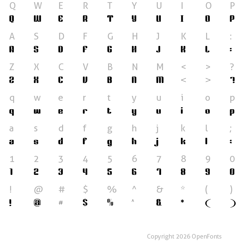 Character Map of SPORTY VISTA Regular