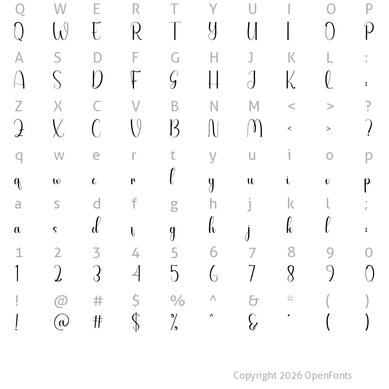 Character Map of Spread Regular