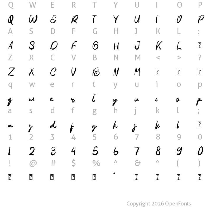 Character Map of Spring Shadow Regular