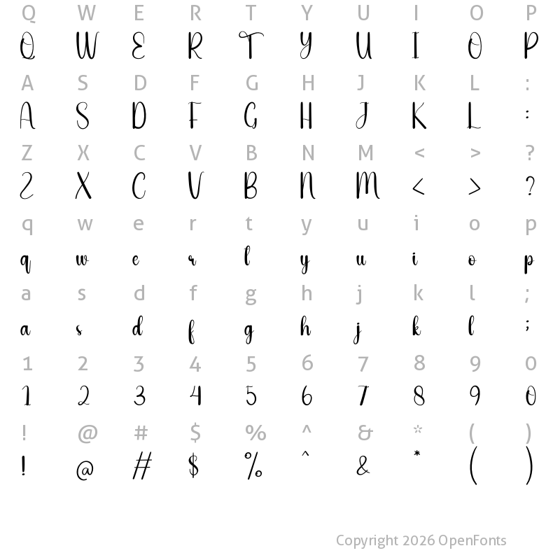 Character Map of Spring Wedding Regular