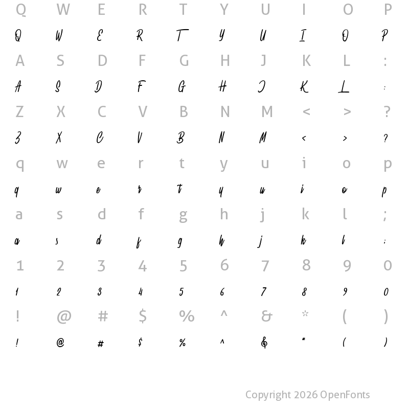 Character Map of Spydolls Demo Regular