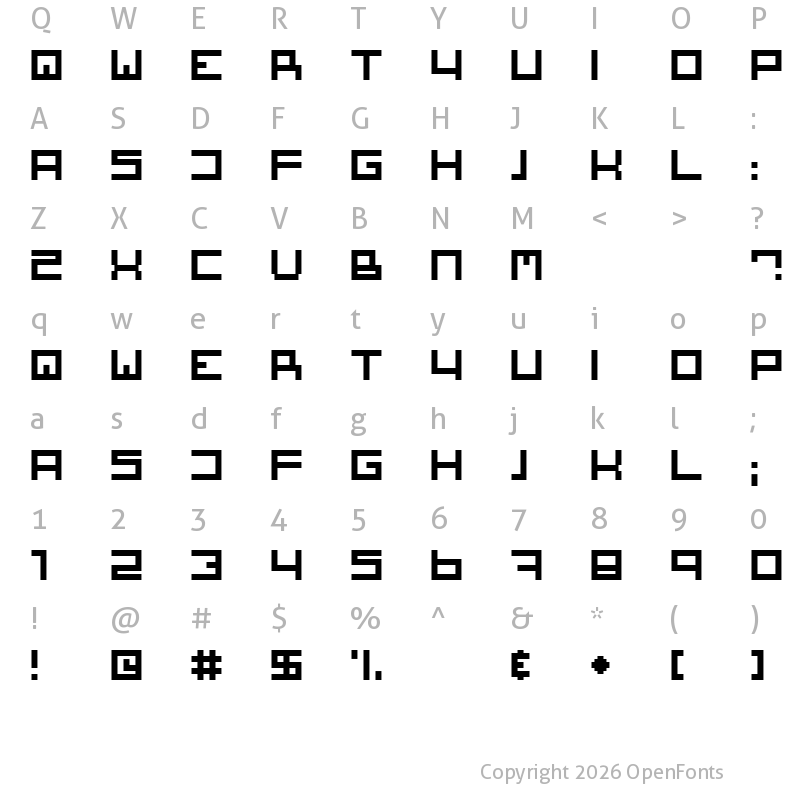 Character Map of Square One Regular