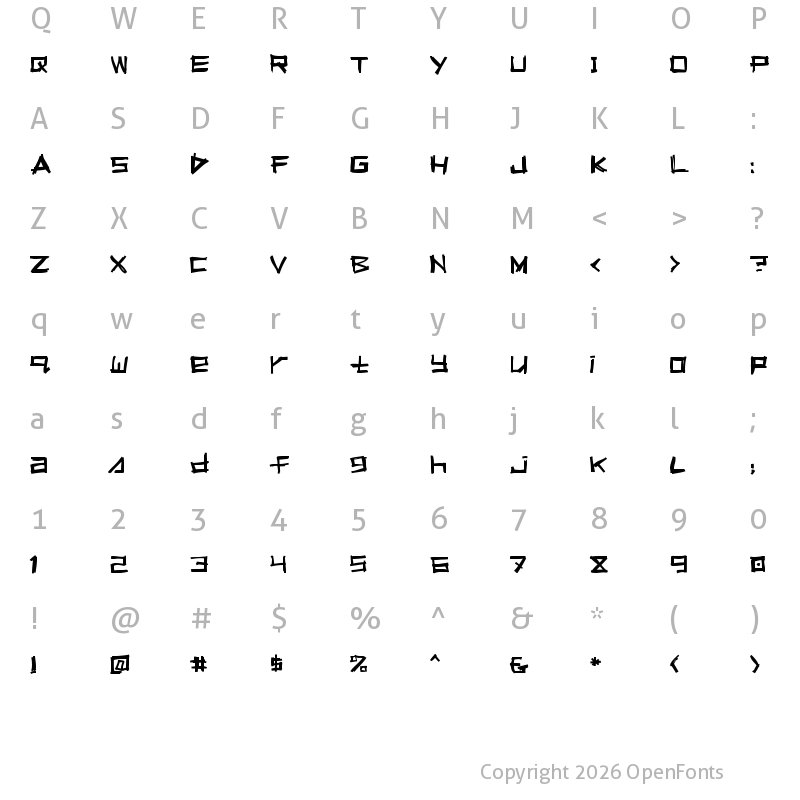 Character Map of Squeeg Regular