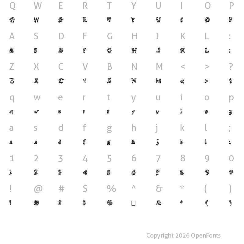 Character Map of Squelettics Medium