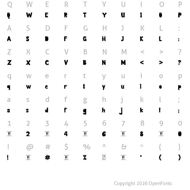 Character Map of Squidy Club Regular