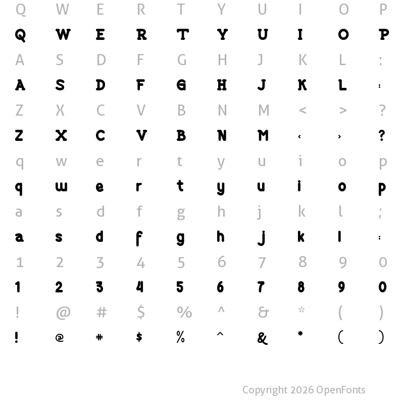 Character Map of Squishy Regular