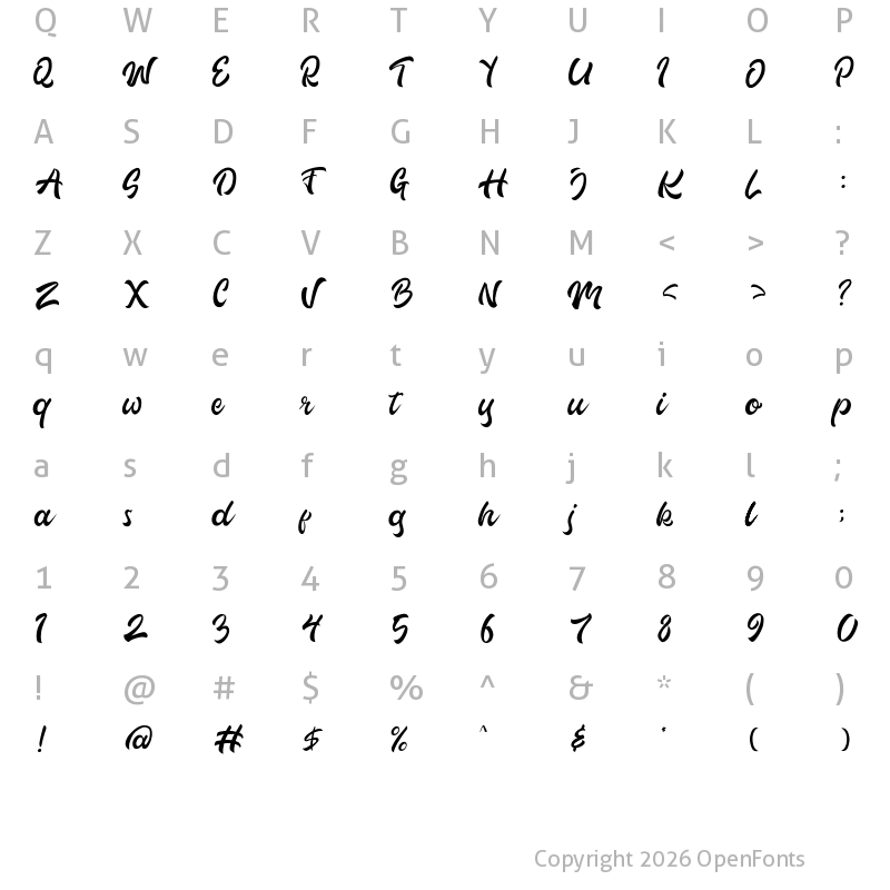 Character Map of Sraina Regular