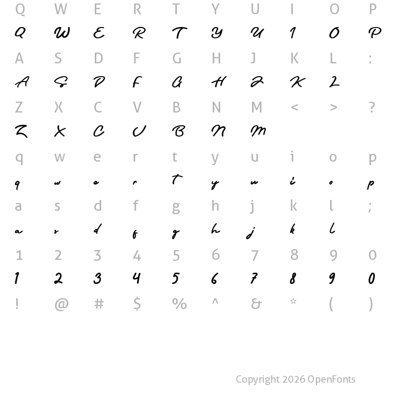 Character Map of Sri Kandi Regular