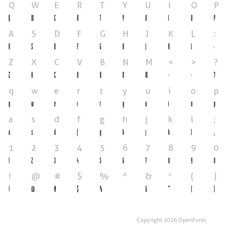 Character Map of ST Moviehead Ultra-condensed Bold