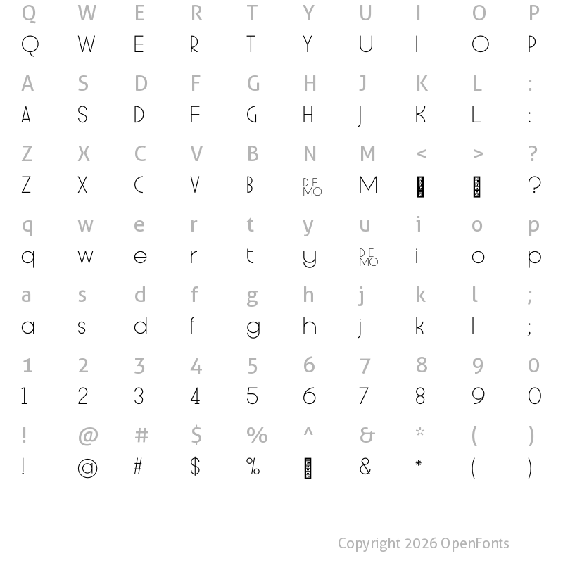 Character Map of ST Plato Sans Display DEMO Medium