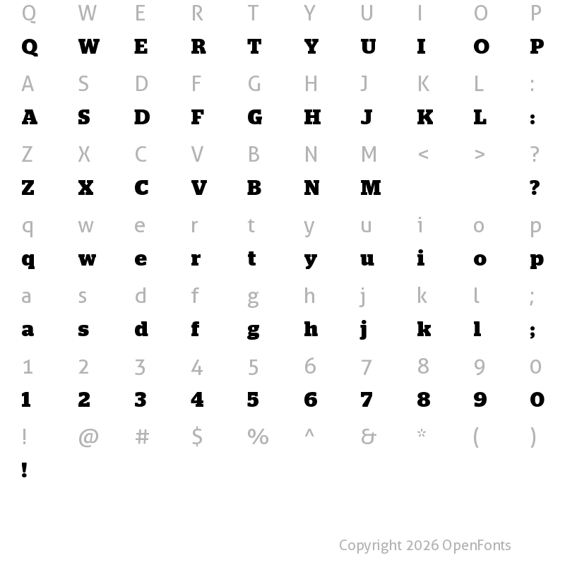 Character Map of Stag Bold