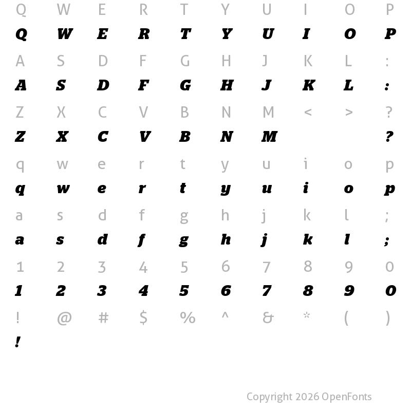 Character Map of Stag Bold Italic