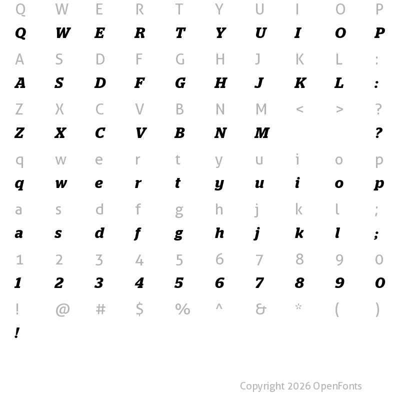 Character Map of Stag SemiBold Italic