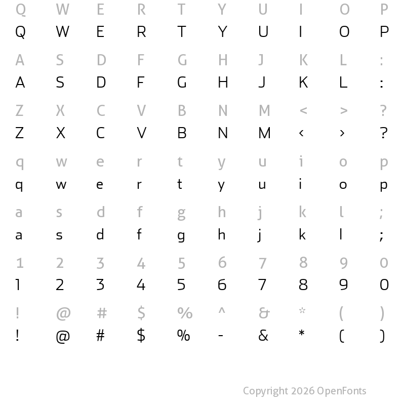 Character Map of Stainless-Light Regular