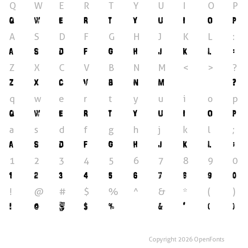 Character Map of Stamp Empire Regular