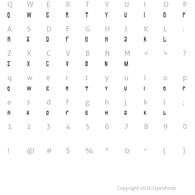Character Map of STANFORD FREE Regular