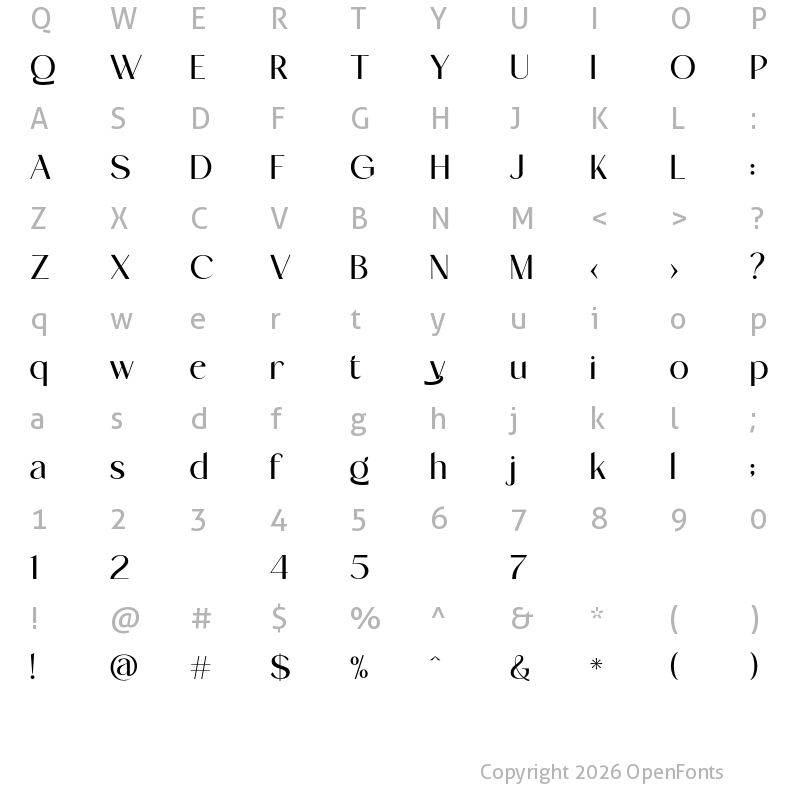 Character Map of Stanger Regular