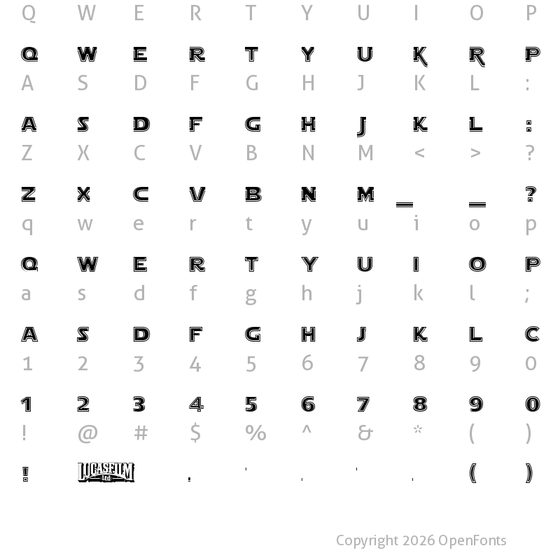 Character Map of Star Jedi Outline Regular