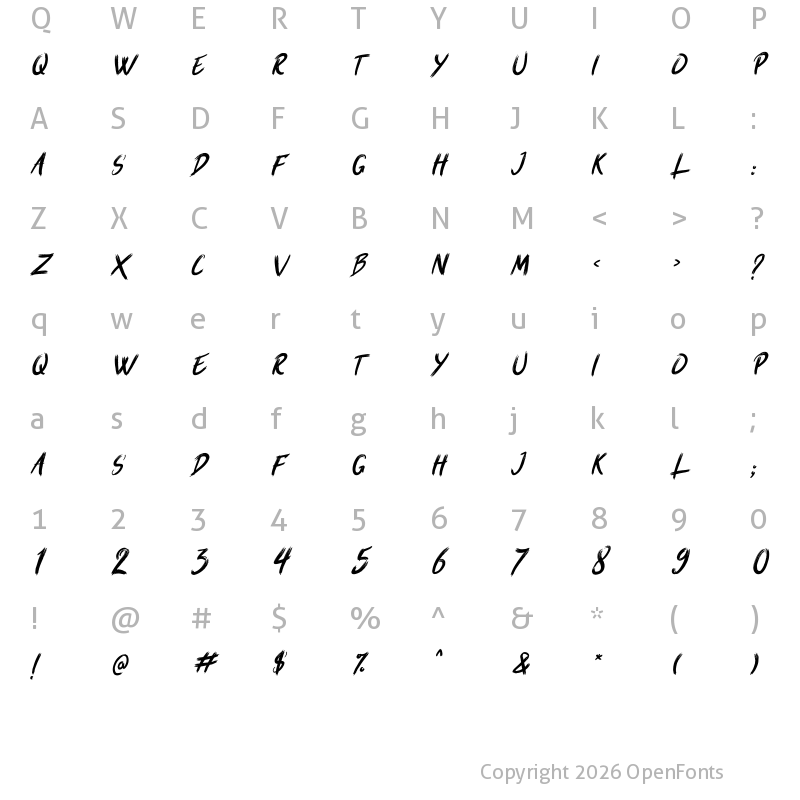 Character Map of Stargazer Italic