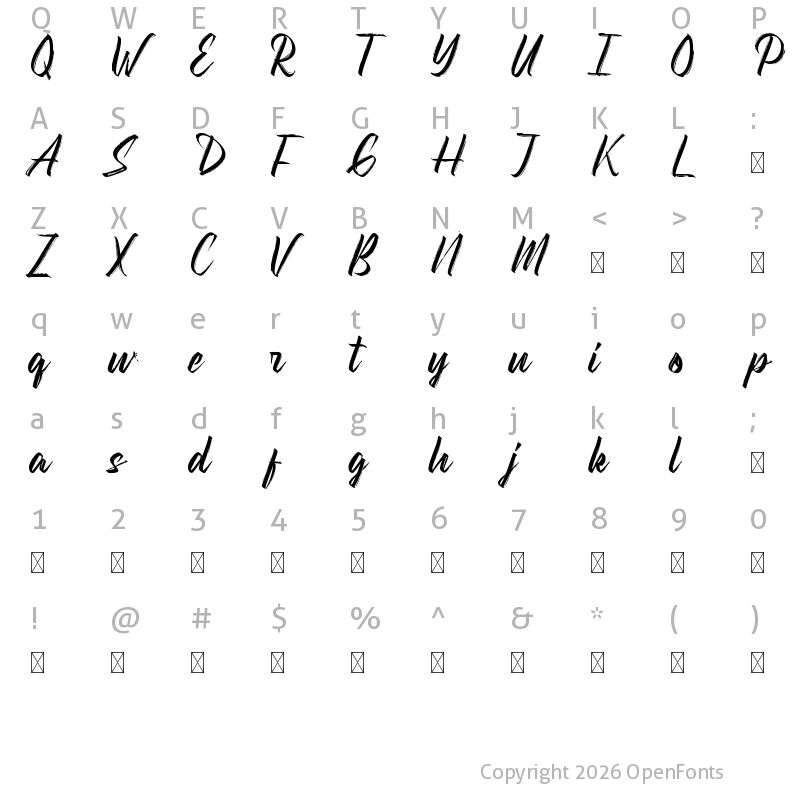 Character Map of Starlingers Demo Regular