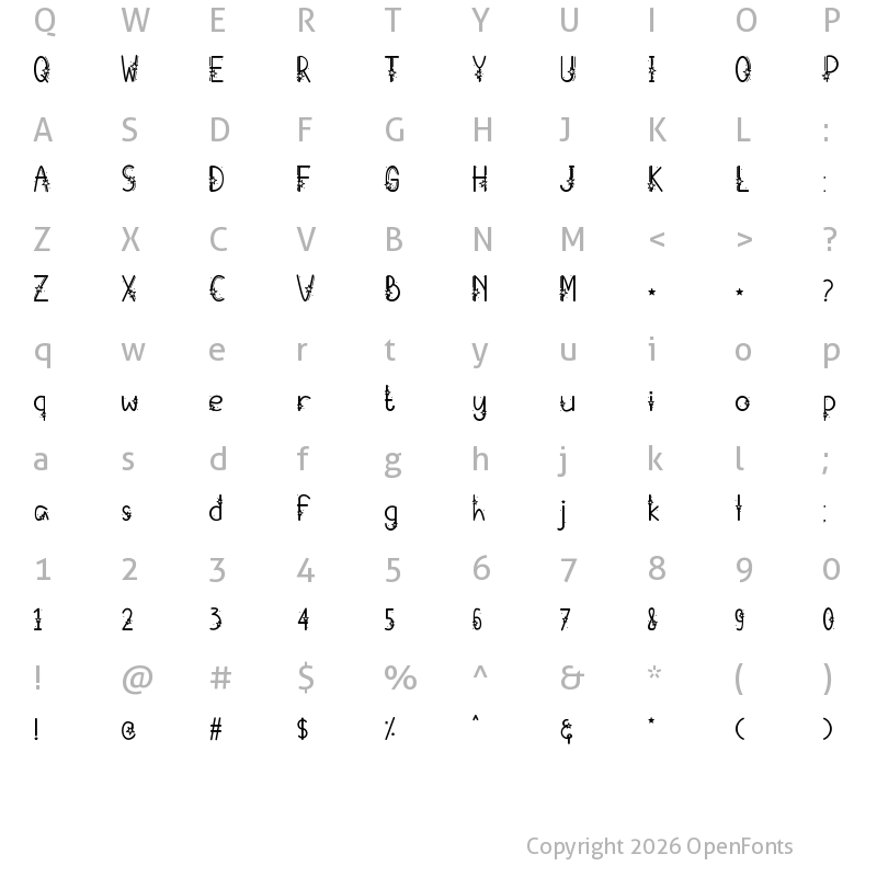Character Map of Starry Fayez Regular