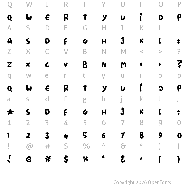 Character Map of Starshines Regular